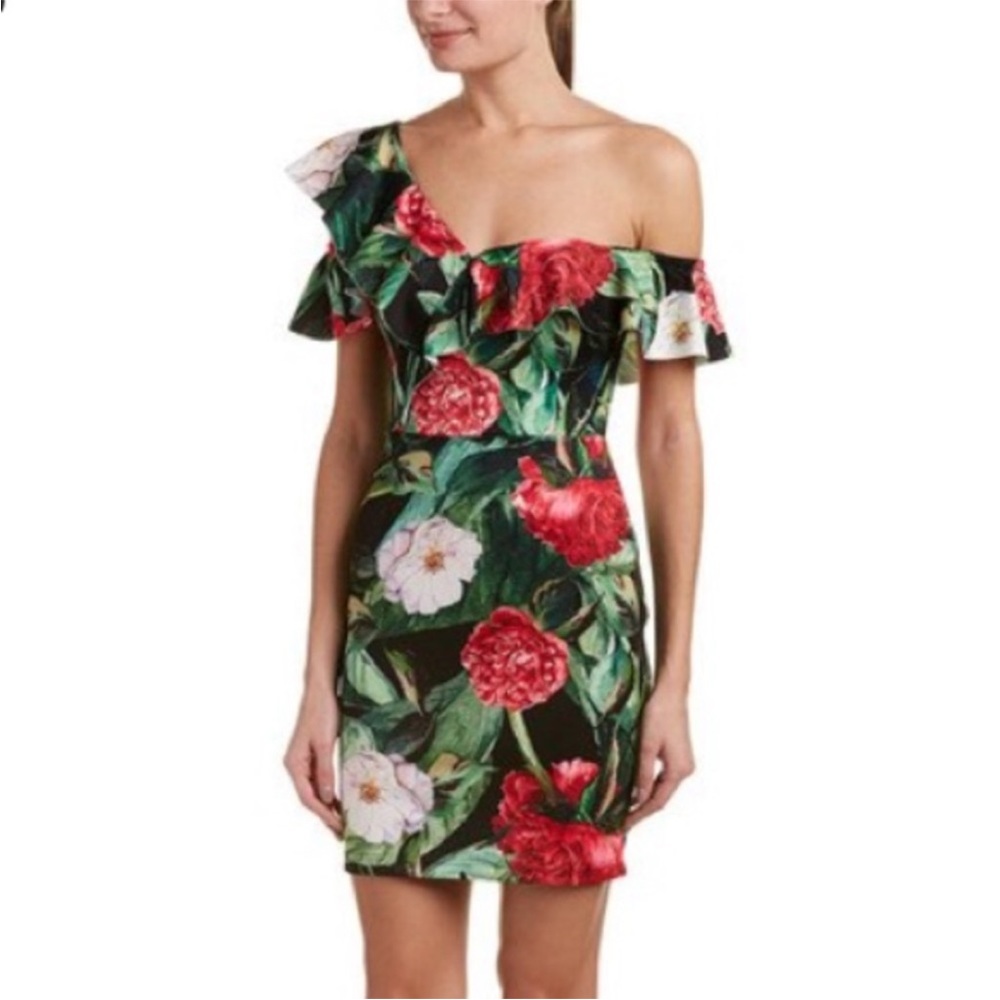 ALEXIA ADMOR Tropical Off The Shoulder Ruffle Dress Vacation Beach | Size 4